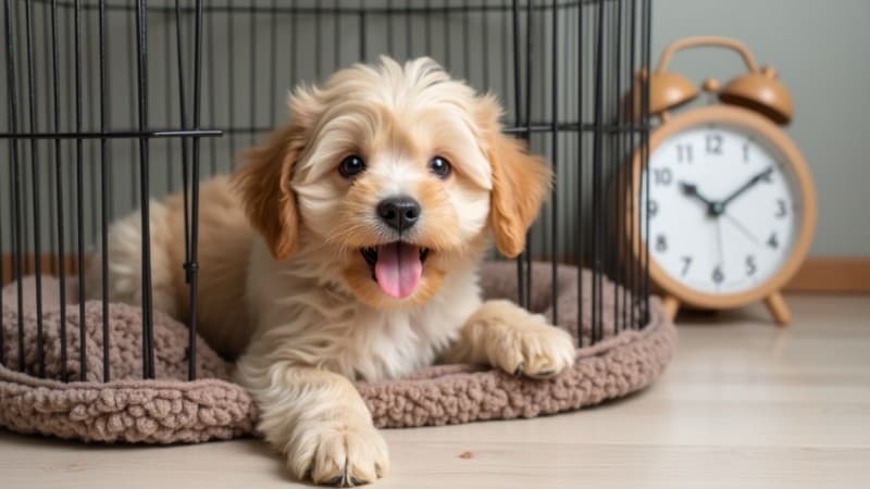Mastering puppy potty training: The role of routine and crates, Concept art for illustrative purpose, tags: security - Monok